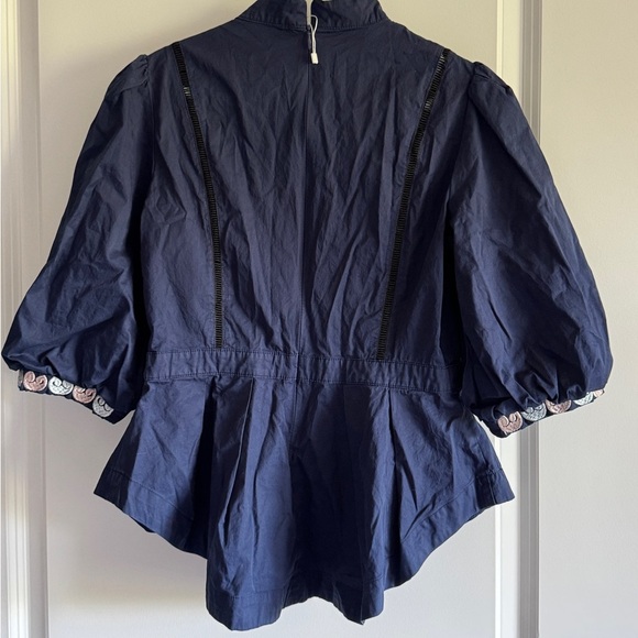 Elegant Navy Blue Embroidered 2 piece ( shirt & skirt) - Picture 8 of 9